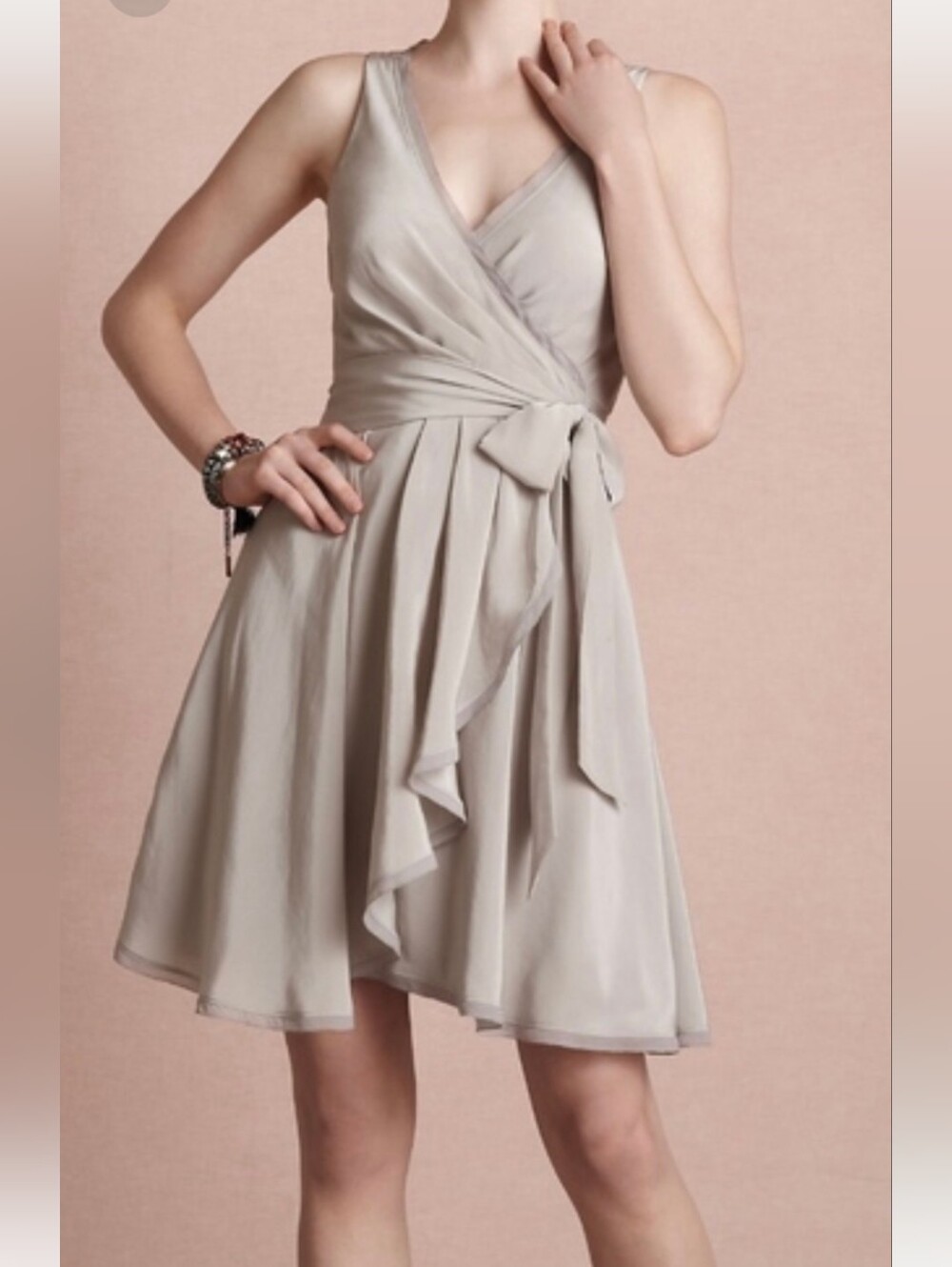 BHLDN ANTHROPOLOGIE Quillaree Silk Blend Ebb & Flo Wrap Dress Size 4